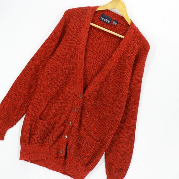 Hunters Run Cardigan Sweater Women's Red Oversized Long Sleeve Button V Neck S - Picture 3 of 8